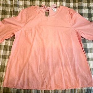 Crown & Ivy Pink Top with Striped Collar